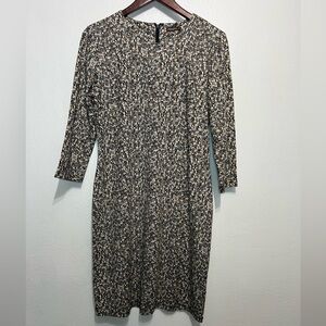 J. McLaughlin Sofia Shift‎ Dress Brown and Black Pattern Size Large